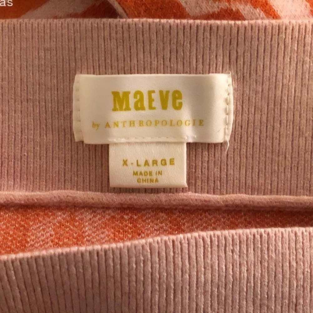 Anthropologie Orange Pink Midi A-Line Skirt - Picture 2 of 2